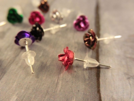 Mini Metall Blumen Ohrstecker Blüte Rose